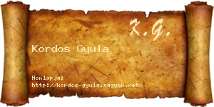 Kordos Gyula névjegykártya