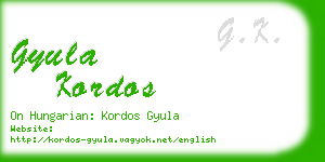 gyula kordos business card